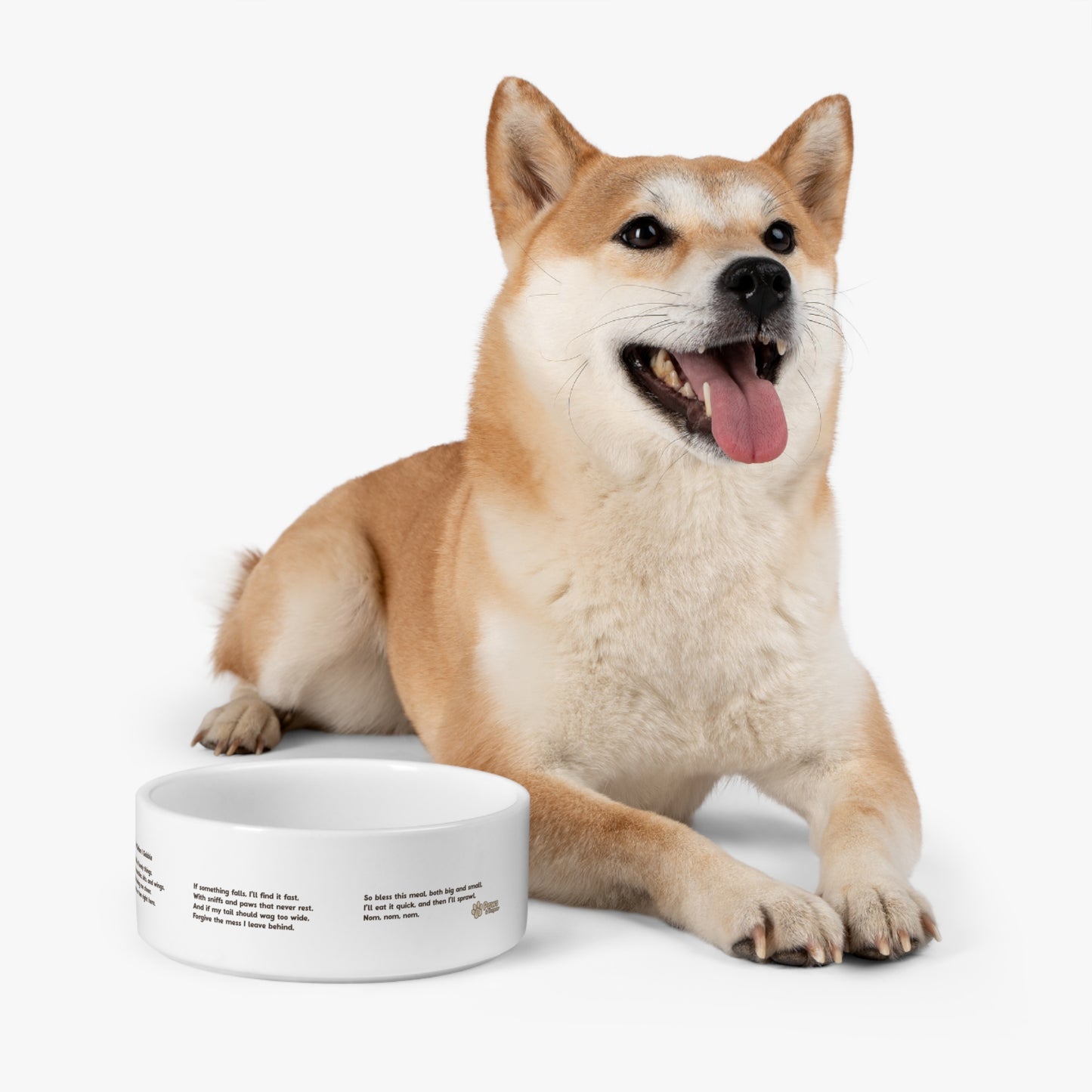 Paws & Purpose White Ceramic Pet Food Bowl (16oz)