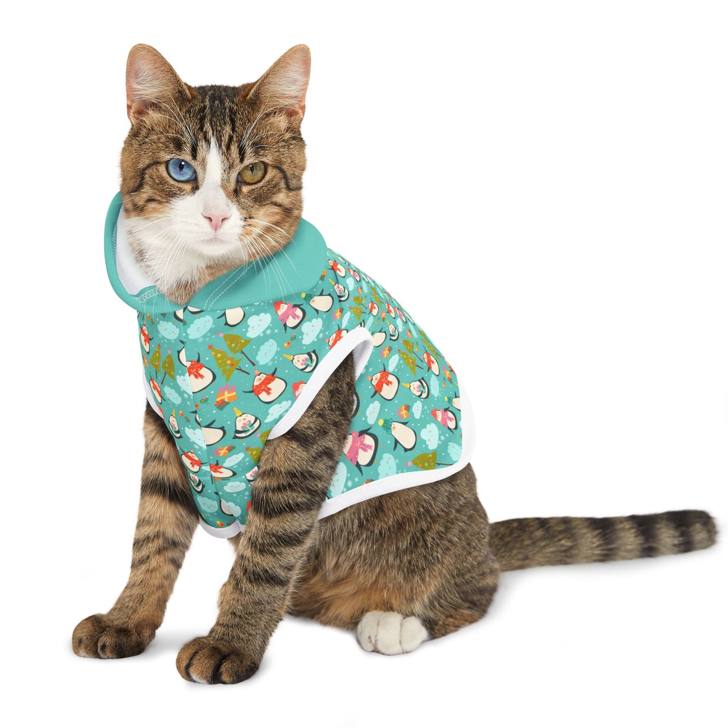 Paws & Purpose Pet Hoodie: Holiday Penguins