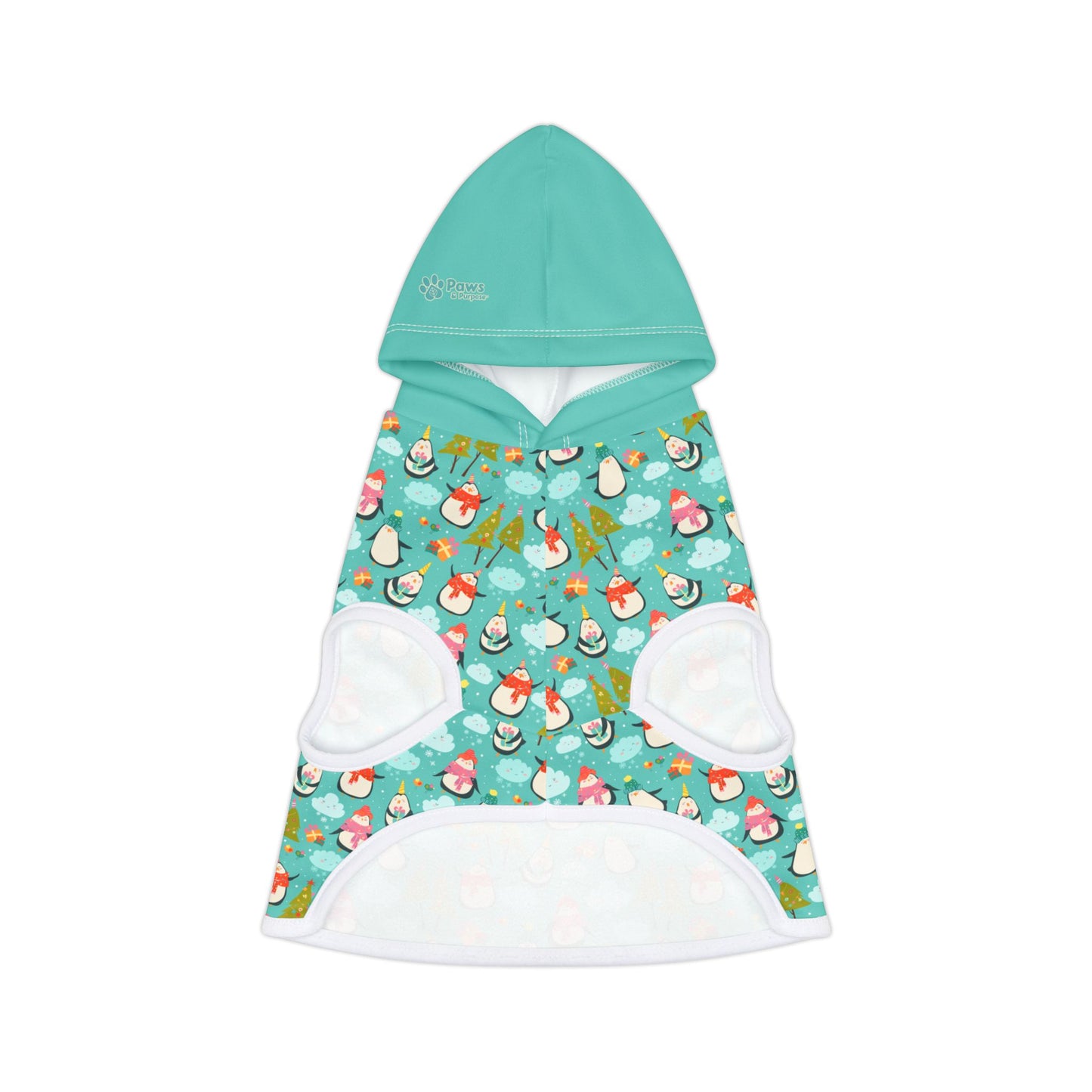 Paws & Purpose Pet Hoodie: Holiday Penguins