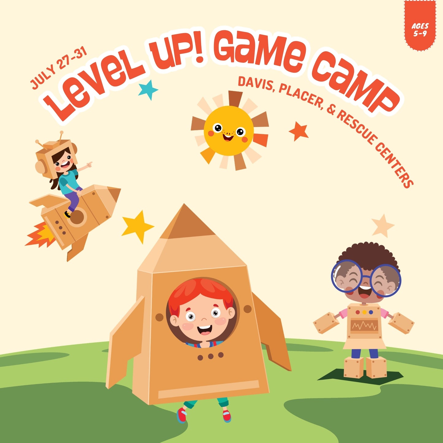 2026 Summer Camp | Level Up! Game Camp | Ages 5–9 | July 27-31 | Davis, Placer & Rescue